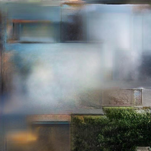 abstract ai generated landscape consisting of rectangular segments of clouds, grass, sky,...