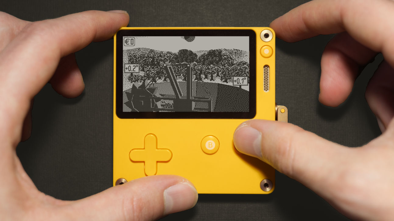 a 1-bit black and white graphic of a person holding a sign that says 'PLAYING WITH OUR LIVES'